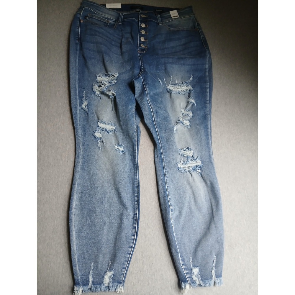 Judy Blue Jeans 20w High Rise Skinny Distressed Denim Stretch Slimming New